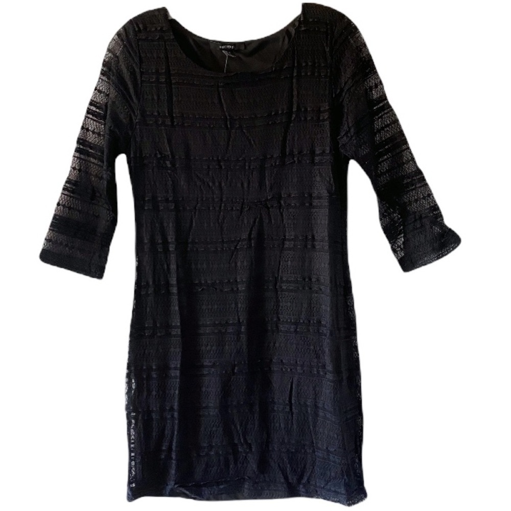 NWT Womens Forever 21 Black Lace 3/4 Sleeve Casual Party Dress Slip On Large
